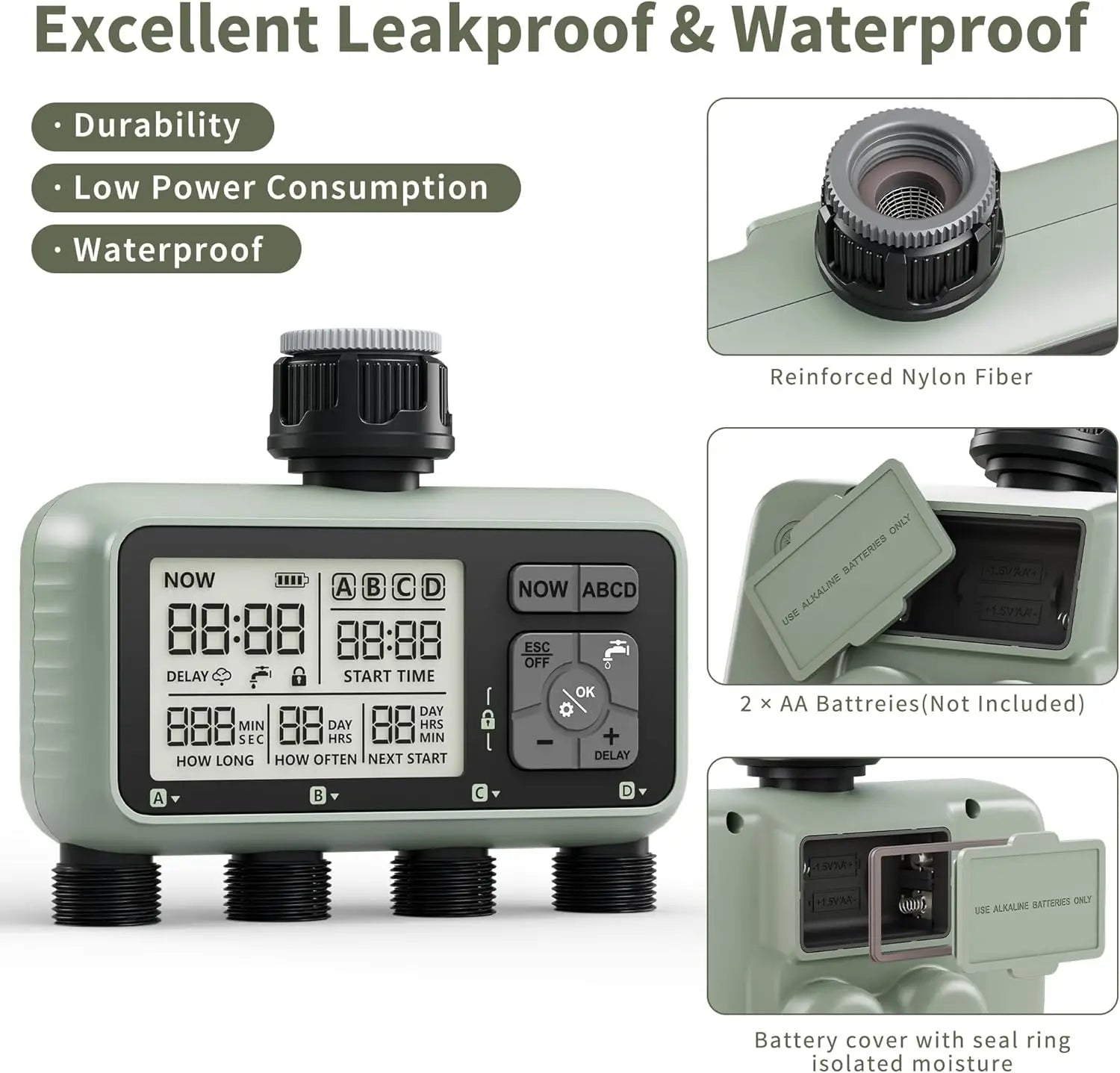 Water Timer 4 Zone Garden Programmable Automatic Irrigation Timer
