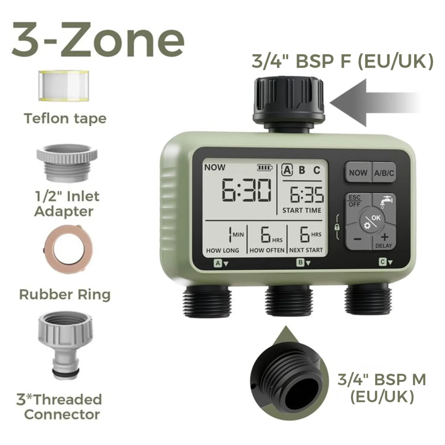 Water Timer 4 Zone Garden Programmable Automatic Irrigation Timer